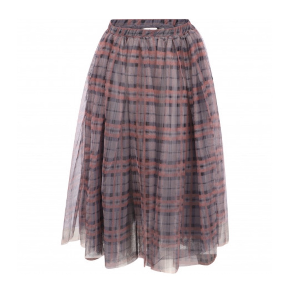 Molo Checkered Tulle Skirt in Red Blue and Grey